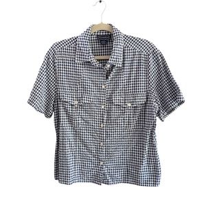 Charter club Women’s plus button down shirt short sleeves seersucker gin…